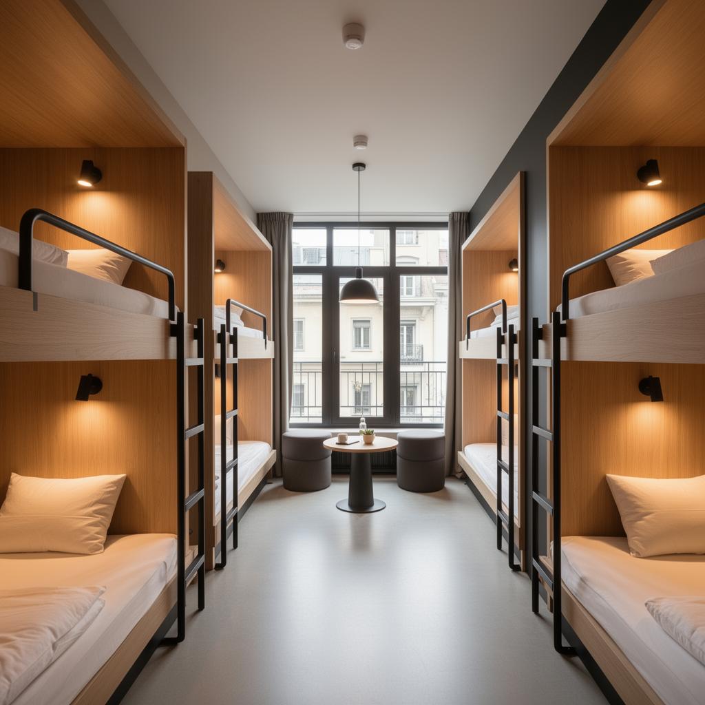 Dortoir moderne et haut de gamme en auberge de jeunesse