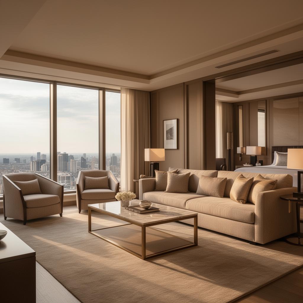 Suite élégante d'hôtel en copropriété avec vue sur la ville